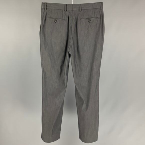 ARMAND BASI Size 32 Grey Stripe Wool Blend Flat Front Dress Pants - Picture 2 of 5